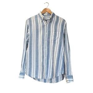 Baird McNutt J. Crew Men's Irish Linen Striped Button M Shirt MSRP $139